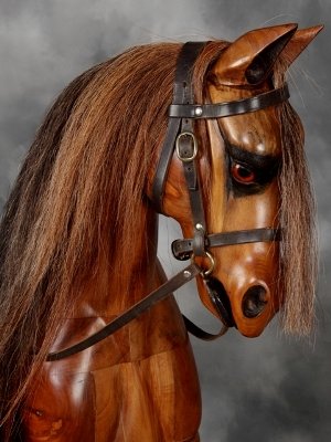 antique rocking horse with real horse hair