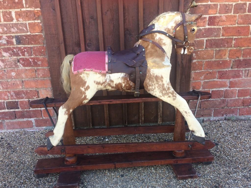 old ayres rocking horse with fur